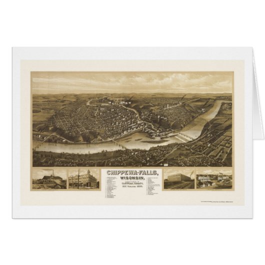 Chippewa Falls, WI Panoramic Map - 1907 Cards (Front Horizontal)