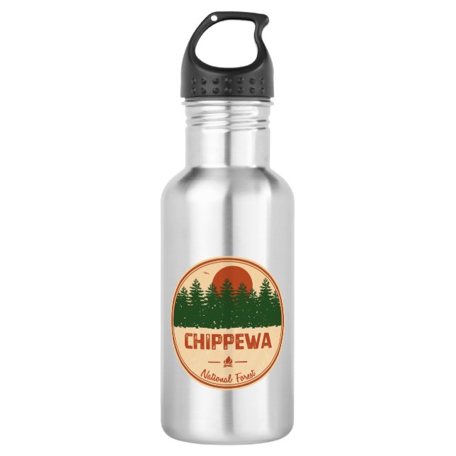 Chippewa National Forest Stainless Steel Water Bottle (Front)