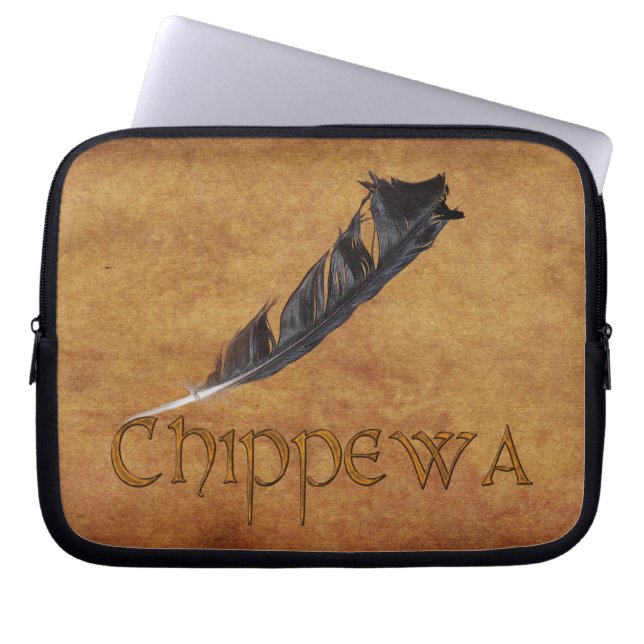CHIPPEWA Native American Feather Laptop Sleeve (Front)