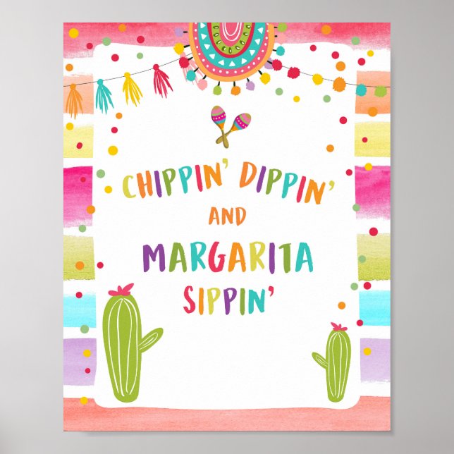 Chippin Dippin Margarita Sippin Fiesta Table Sign (Front)