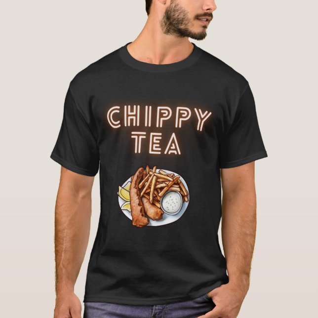 Chippy Tea or Fish and Chips Design T Shirt (Front)