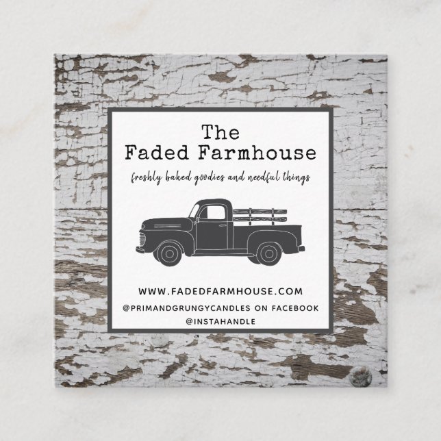 Chippy Wood Distressed Farmhouse Style  Square  Square Business Card (Front)