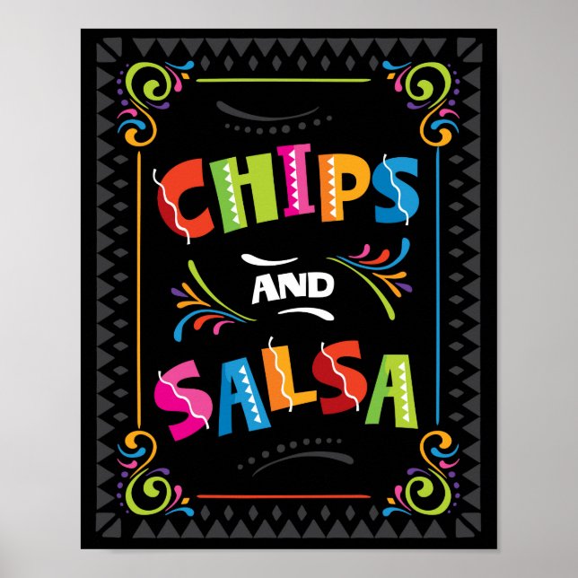 CHIPS AND SALSA Fiesta Party Sign Print (Front)