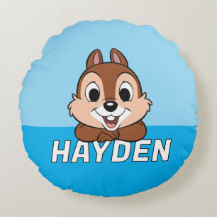 Chip's Cheerful Grin Round Pillow