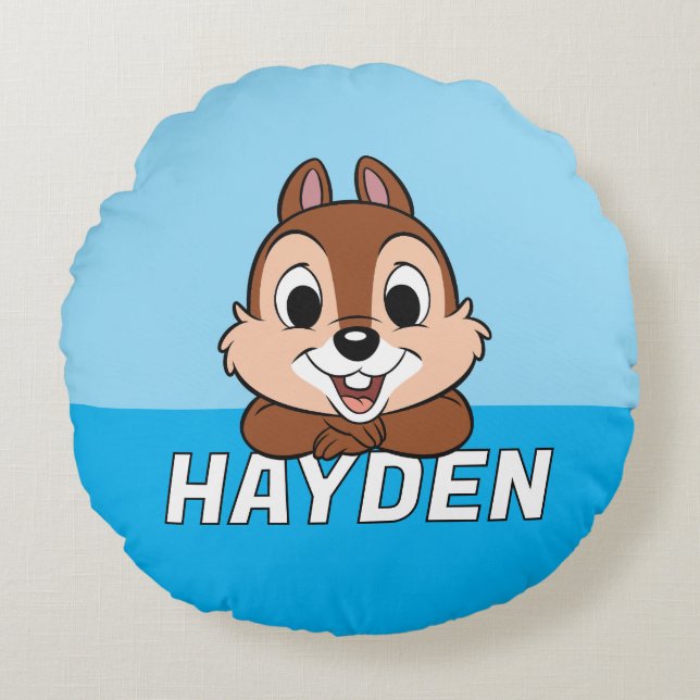 Chip's Cheerful Grin Round Pillow (Front)