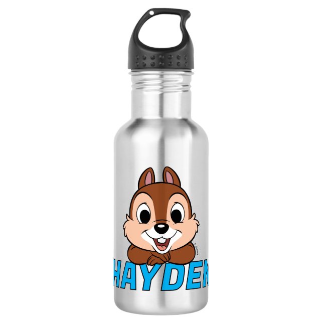 Chip's Cheerful Grin Stainless Steel Water Bottle (Front)