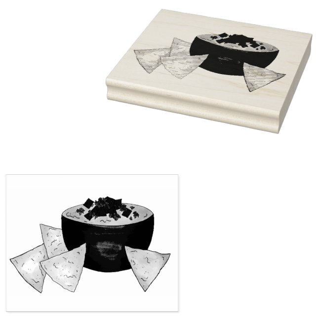 Chips Chili Con Queso Blanco Nachos Cheese Dip Rubber Stamp (Stamped)