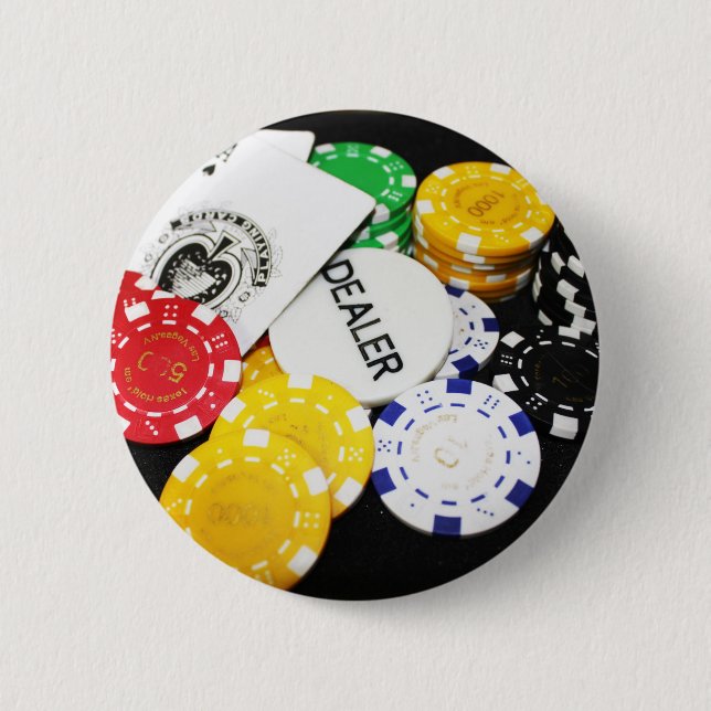 Chips Gambling Casino Win Game Luck Risk Bet Button (Front)