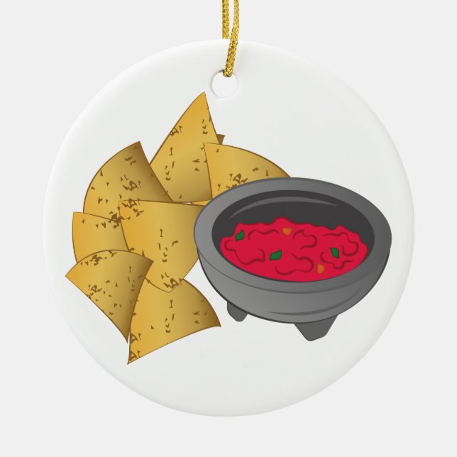 Chips & Salsa Ceramic Ornament (Front)