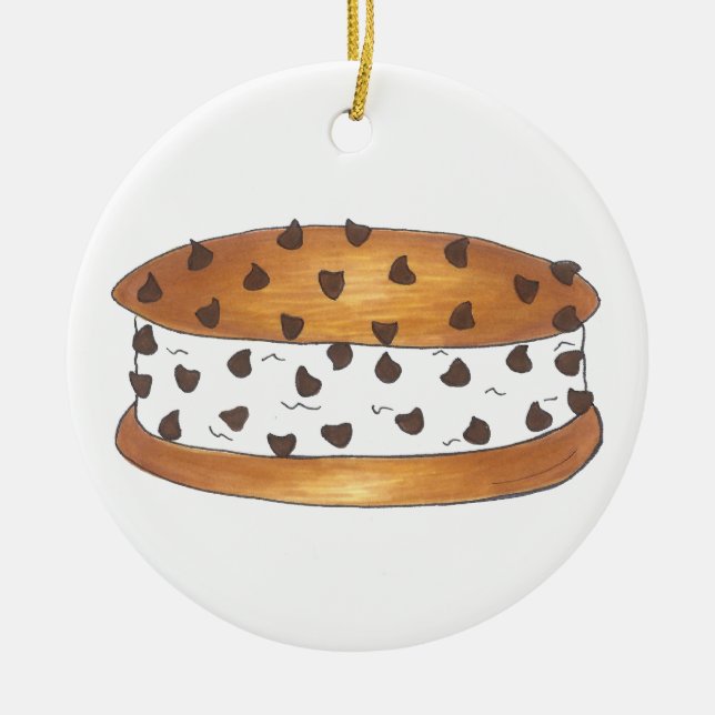 Chipwich Chocolate Chip Cookie Ice Cream Sandwich Ceramic Ornament (Front)
