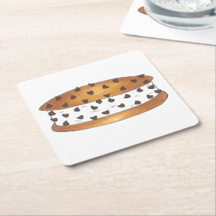 Chipwich Chocolate Chip Cookie Ice Cream Sandwich Square Paper Coaster