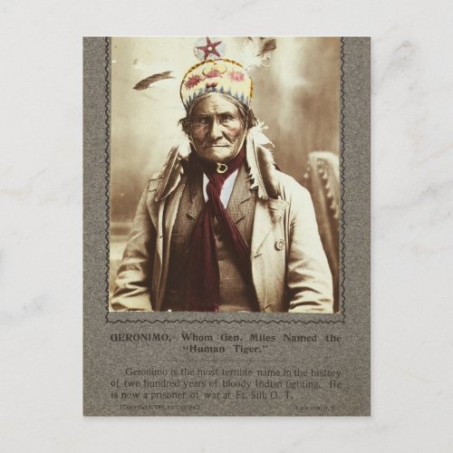 Chiricahua Apache Indian Leader Geronimo Portrait Postcard