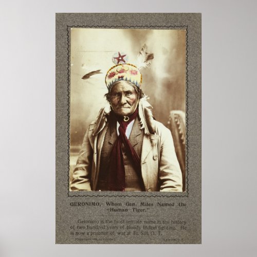 Chiricahua Apache Indian Leader Geronimo Portrait Poster