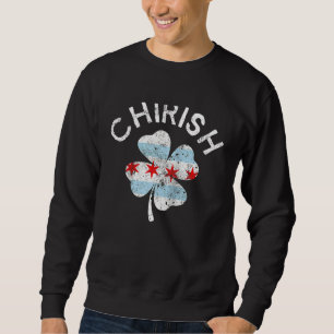 Chirish Chicago Flag Lucky C St Patrick's Day Ragl Sweatshirt