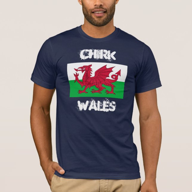 Chirk, Wales with Welsh flag T-Shirt (Front)