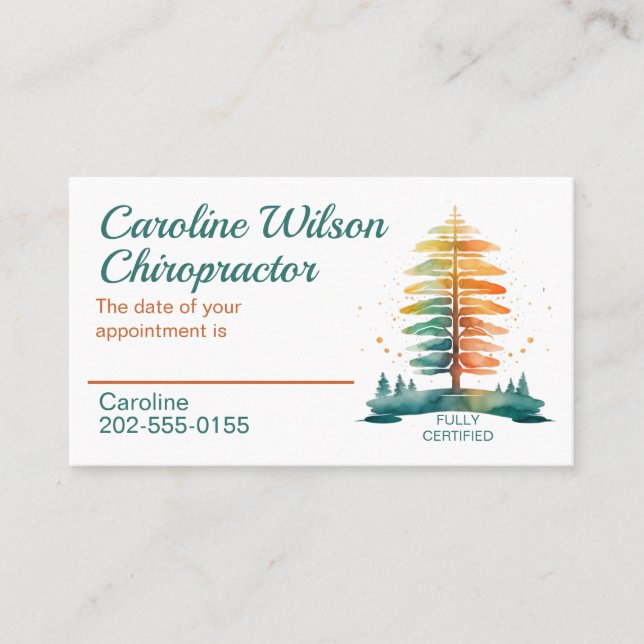 Chiropactor Osteopath Physiotherapists Appointment Business Card (Front)