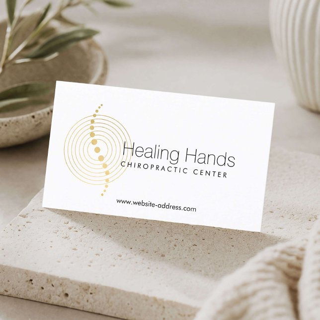 Chiropractic Abstract Gold Circles Logo Business Card (Creator Uploaded)