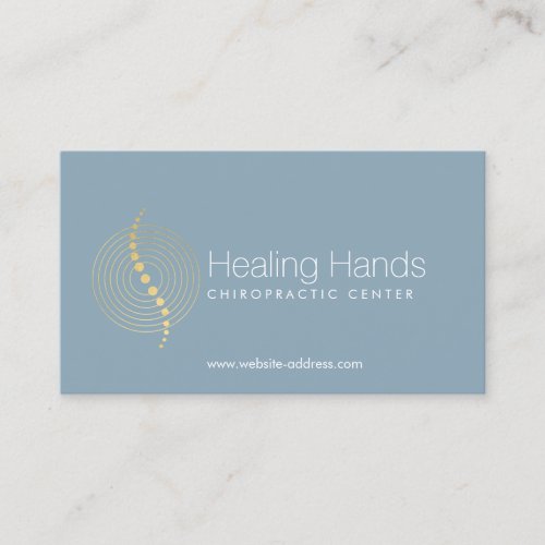 Chiropractic Abstract Gold Circles Logo on Blue Business Card
