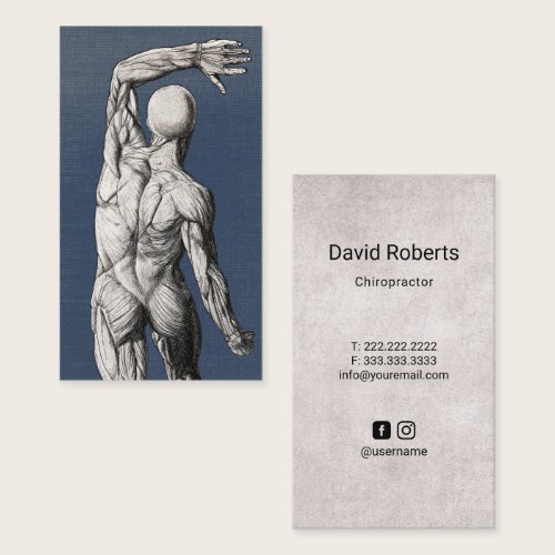 Chiropractic Anatomy Vintage Blue Chiropractor Business Card