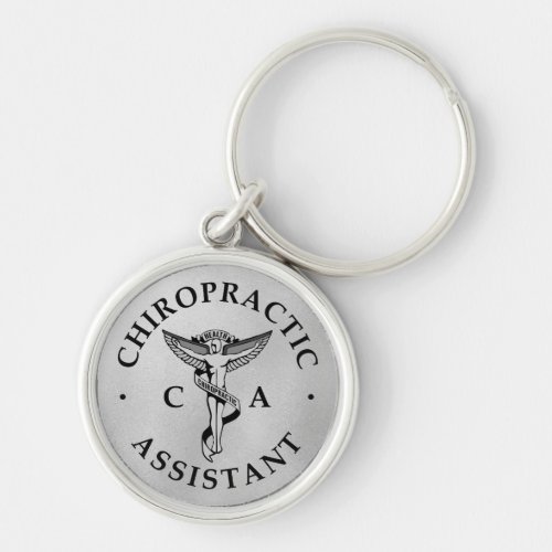 Chiropractic Assistant Logo Silver Background Keychain
