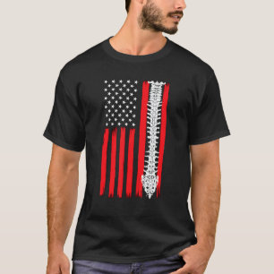 Chiropractic Bone Back Spine American Flag Chiropr T-Shirt