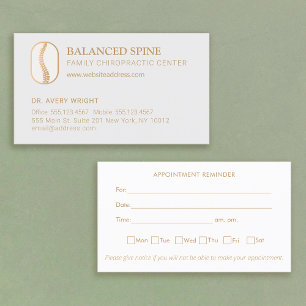 Chiropractic Chiropractor Appointment Reminder Business Card