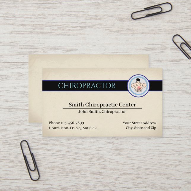 Chiropractic Chiropractor Clinic Business Card (Front/Back In Situ)