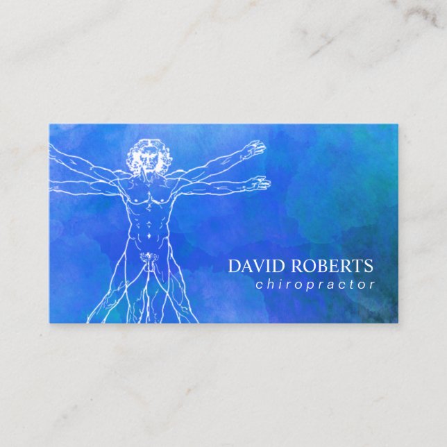 Chiropractic Chiropractor Massage Therapist Blue Business Card (Front)