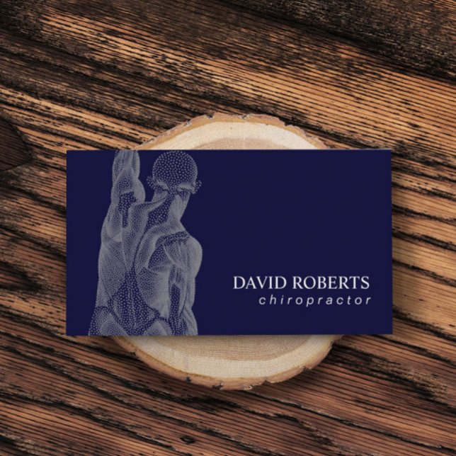 Chiropractic Chiropractor Massage Therapist Navy Business Card (Creator Uploaded)