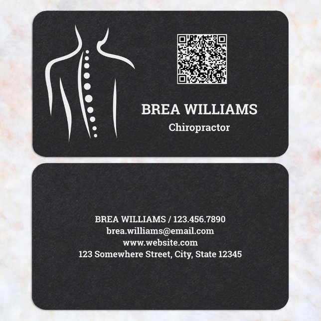 Chiropractic Chiropractor Massage Therapist QR Business Card (Chiropractor Massage Therapist QR Business Cards)