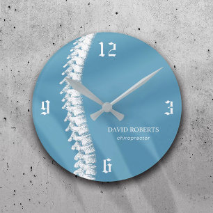 Chiropractic Chiropractor Spine Therapist Blue Round Clock