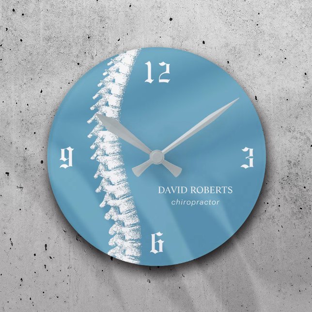 Chiropractic Chiropractor Spine Therapist Blue Round Clock (Creator Uploaded)