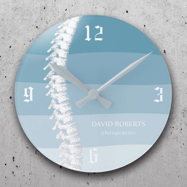 Chiropractic Chiropractor Spine Therapist Blue Round Clock (Creator Uploaded)