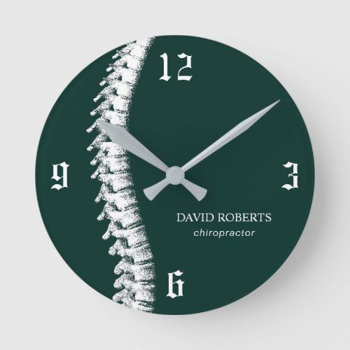 Chiropractic Chiropractor Spine Therapist Green Round Clock