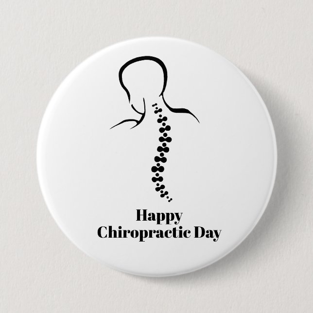 Chiropractic Day Button with Outline of Back Spine (Front)