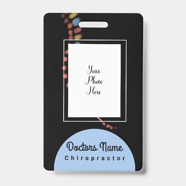 Chiropractic Doctor Chiropractor Watercolor Spine Badge (Front)