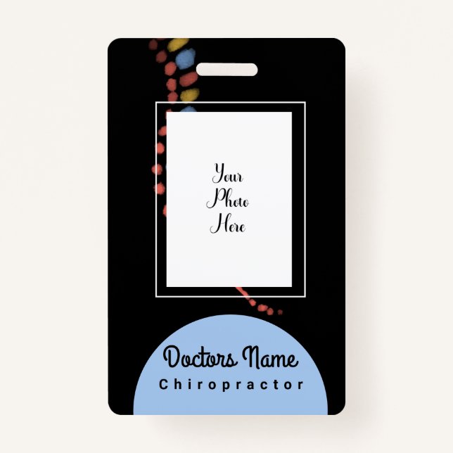 Chiropractic Doctor Chiropractor Watercolor Spine Badge (Front)