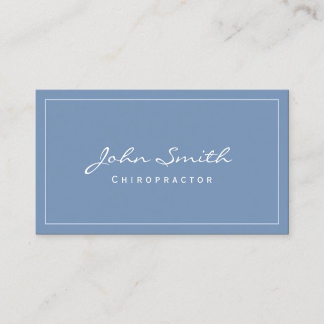 Chiropractic Elegant Dusty Blue Chiropractor Business Card (Front)