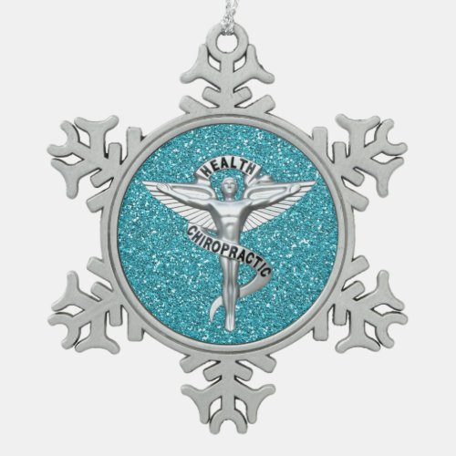 Chiropractic Emblem Pewter Snowflake Ornament