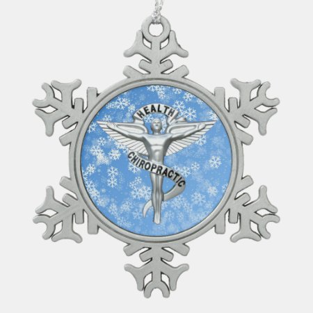Chiropractic Emblem Pewter Snowflake Ornament