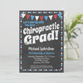 Chiropractic Graduation Party Invitation Red Blue (Standing Front)
