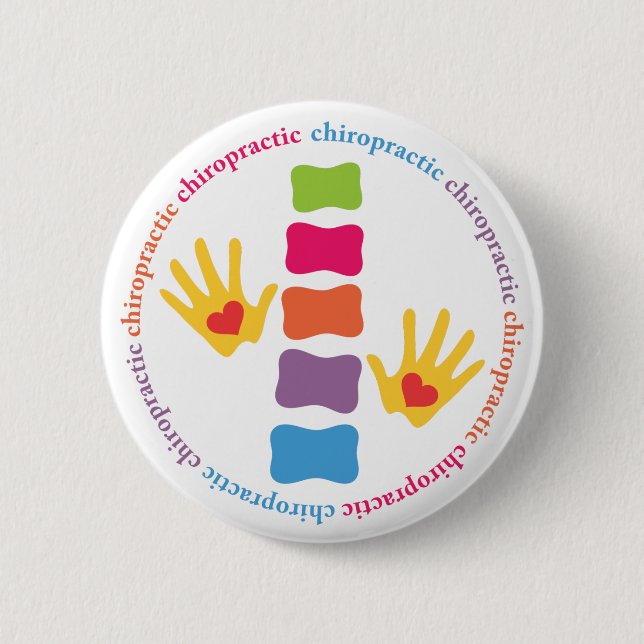 Chiropractic Hands and Spine Button (Front)