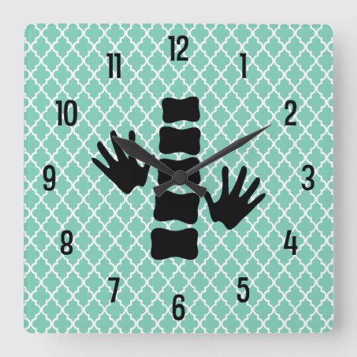 Chiropractic Hands and Spine Logo Wall Clock