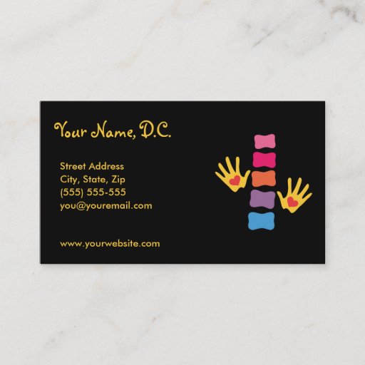 Customizable Chiropractic Hands &amp; Spine Business Cards