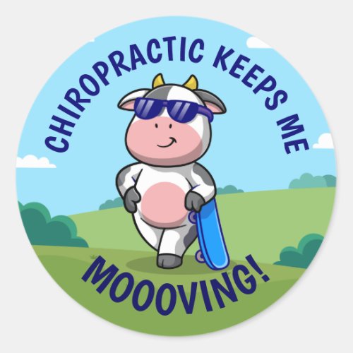 Chiropractic Keeps Me Moooving Kids Classic Round Sticker