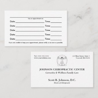 Chiropractic Logo Appointment Cards | Zazzle