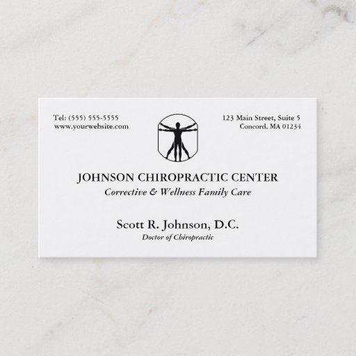 Customizable Chiropractic Logo Business Cards