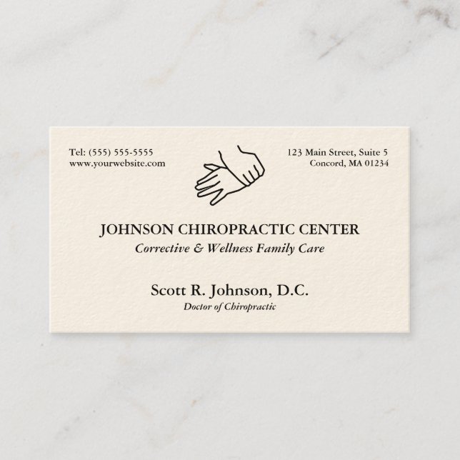 Chiropractic Logo Business Cards (Front)