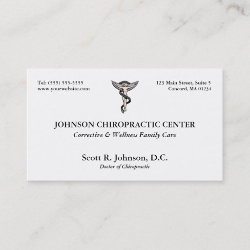 Customizable Chiropractic Logo Business Cards