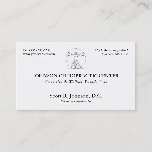 Customizable Chiropractic Logo Business Cards
